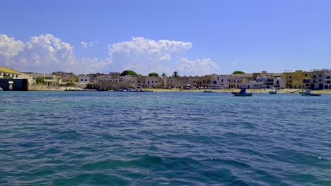 favignana of egadi islands as seen from boat, sicily in italy