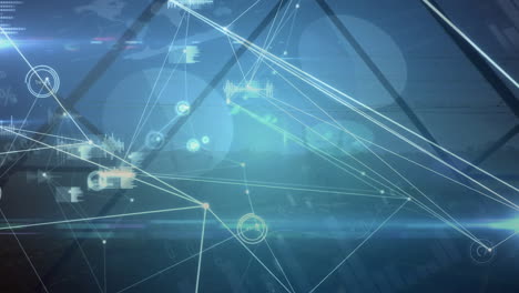 animation of network of connections and data processing