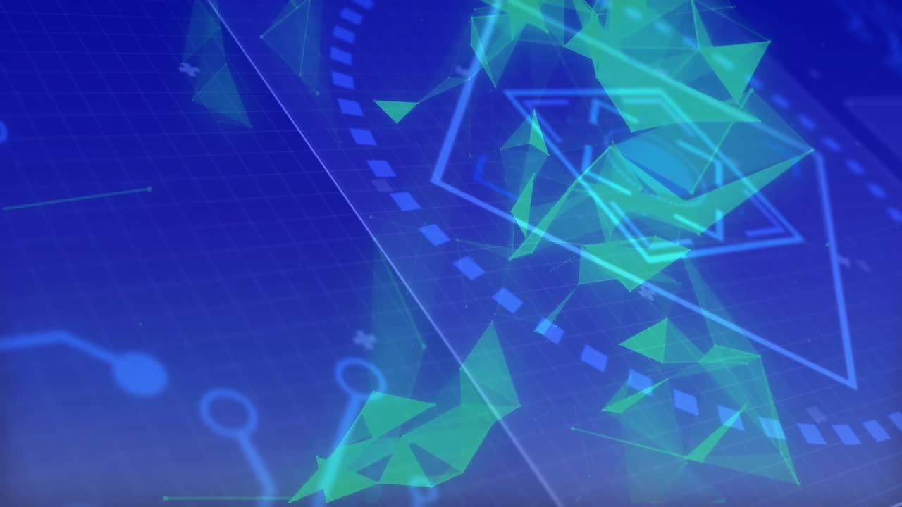 Digital animation of abstract geometric shapes creating futuristic technology concept
