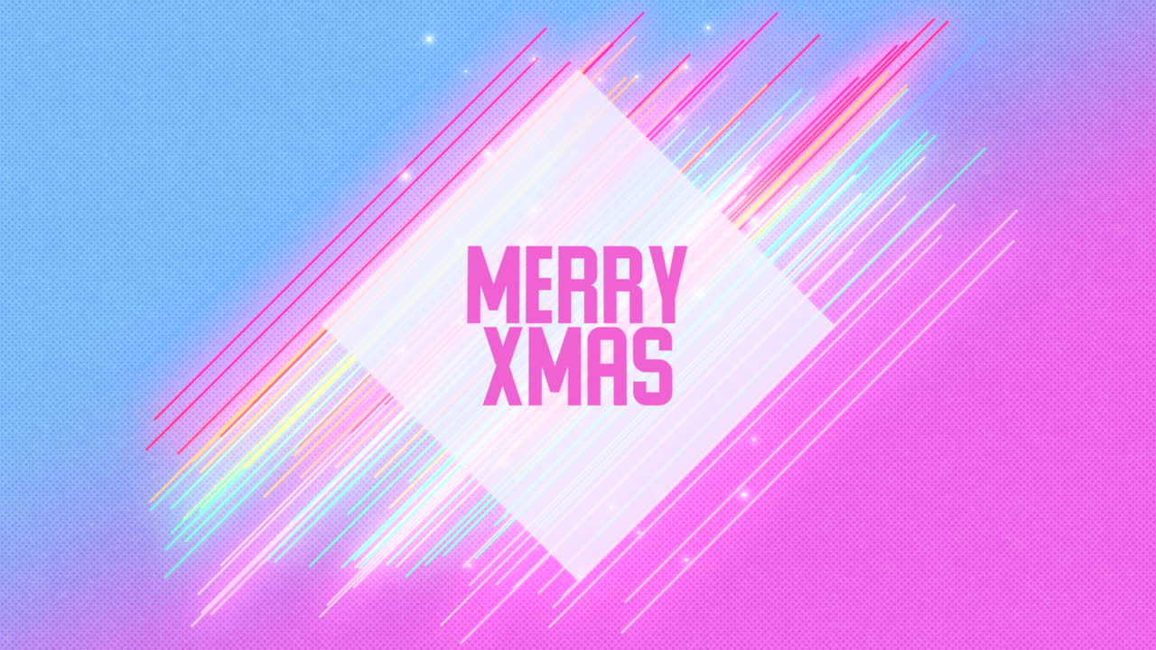 보라색 그라디언에 네온 라인과 함께 즐거운 크리스마스 텍스트