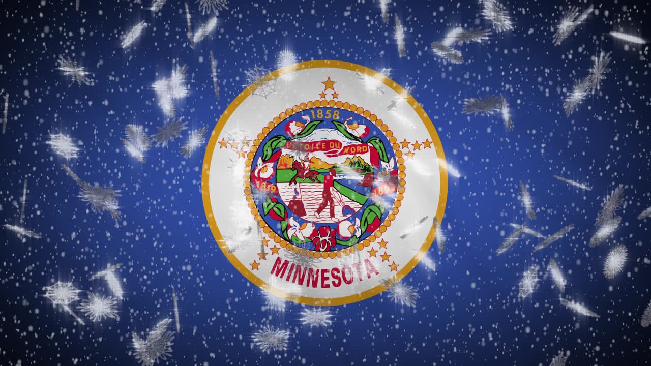 미네소타 발: 눈이 떨어지고, 새해와 크리스마스 배경, 루프