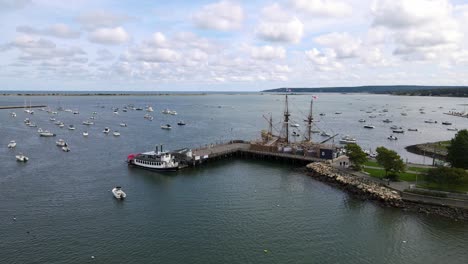 drone shot of the boat that the pilgrims used to travel