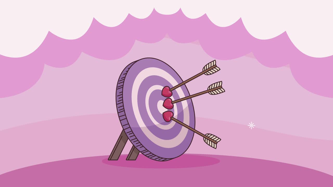 las flechas de cupido en la animación del objetivo