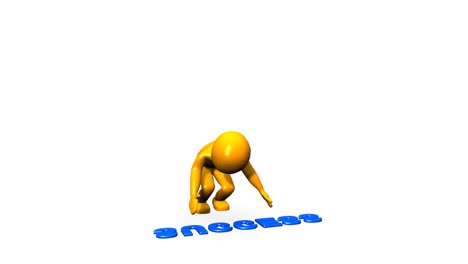 hombre 3d con un signo de éxito