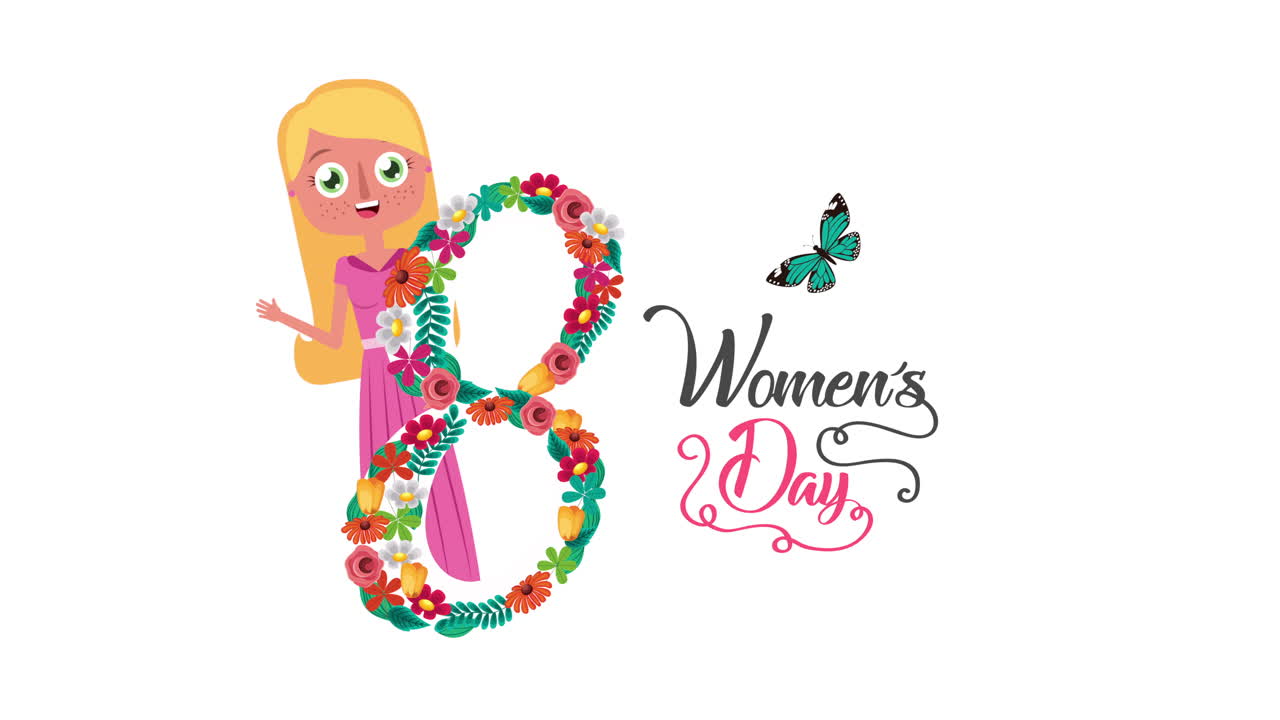 happy womens day card with blond woman