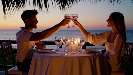 romantic sunset dinner by the ocean