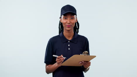 happy black woman, delivery