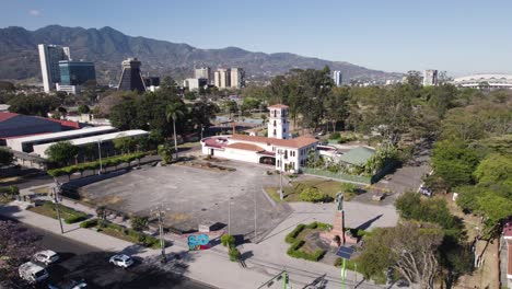 aerial establishing orbit of the museum of costa rican art in san jose