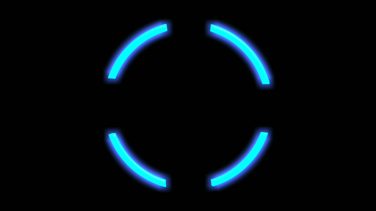 Neon light circle empty border animation on black background.4k illuminated