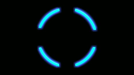 círculo de luz de neón animación de borde vacío en fondo negro.4k iluminado