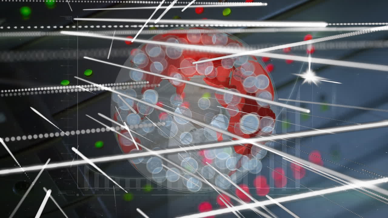 animación de la red de conexiones e iconos sobre un fondo oscuro