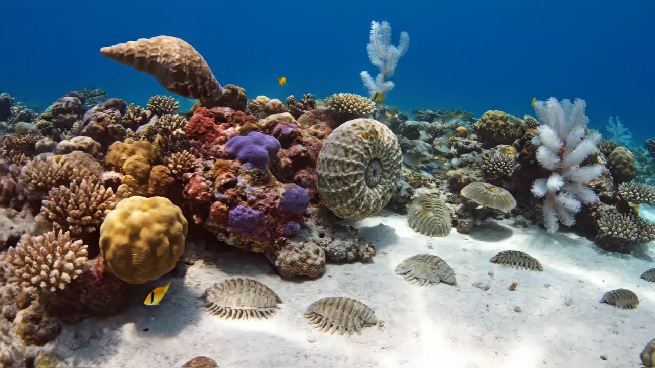 Underwater Coral Reef Scene with Tropical Fish