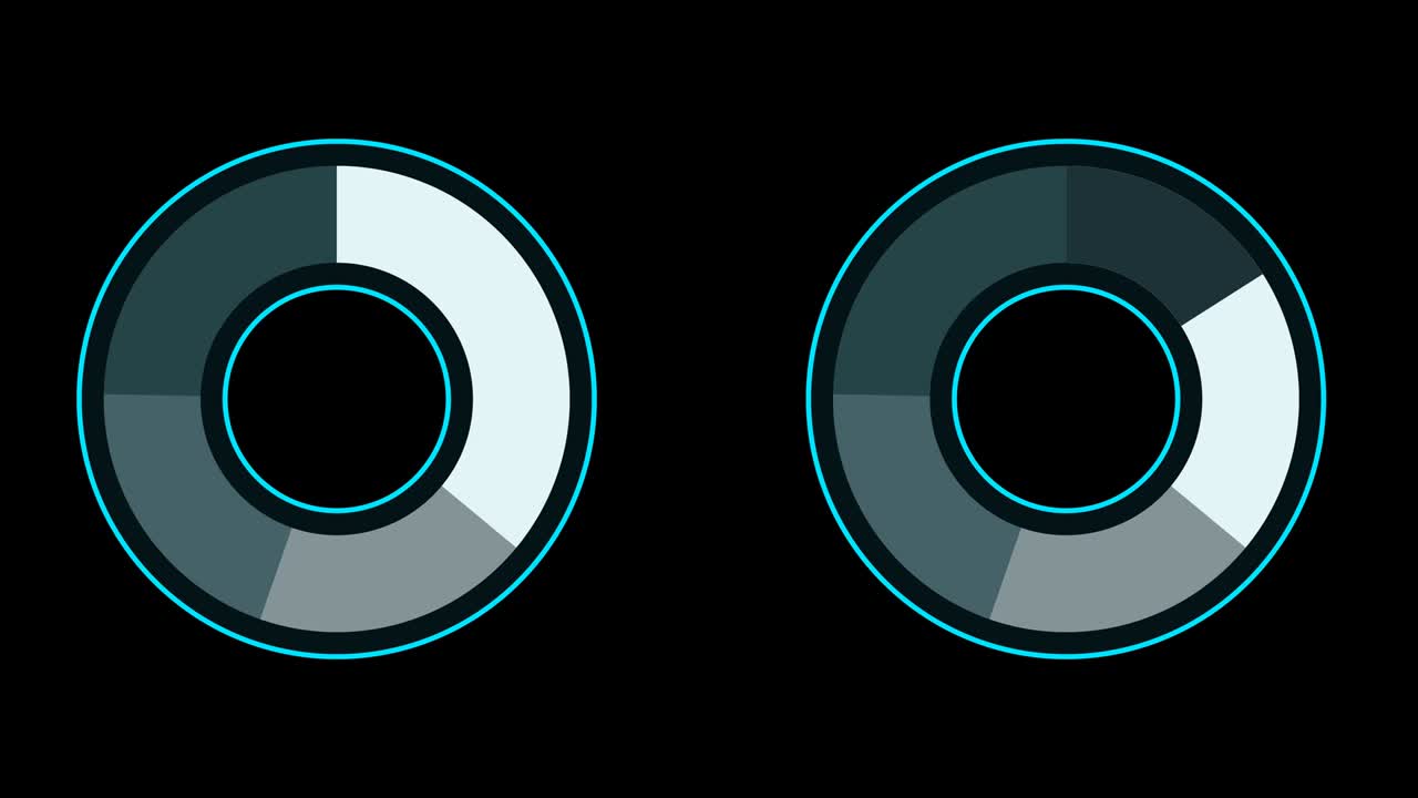 info gráfico de cuatro y cinco partes círculo azul negro blanco tono de color y parpadeo
