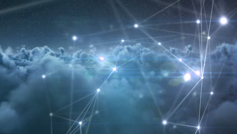 códigos binarios y líneas contra nubes durante la noche 4k
