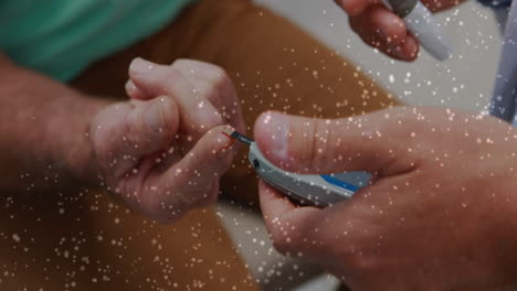 animación de la prueba de adn giratoria sobre el paciente utilizando un medidor de glucosa