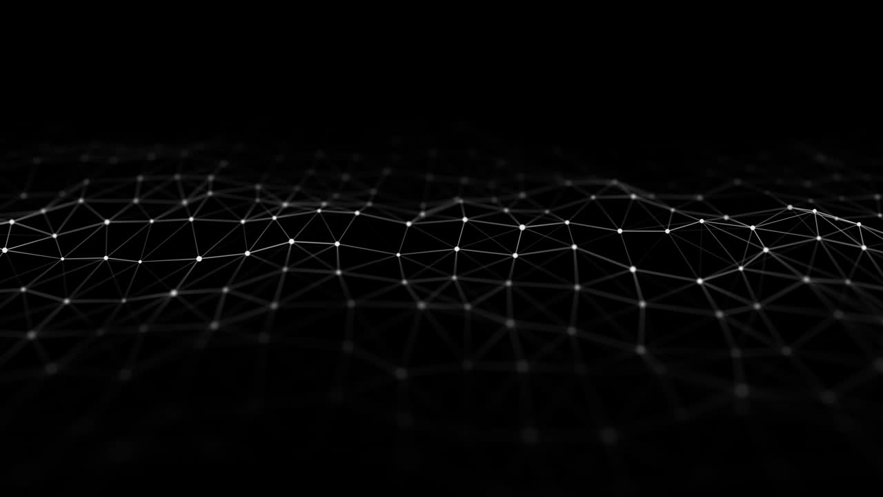 Technological wave of dots and lines. Technology background concept. Network connections. Big data visualizations. 3D rendering.