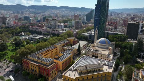 panoramic aerial view of the resurrection of christ orthodox cathedral in tirana, albania.