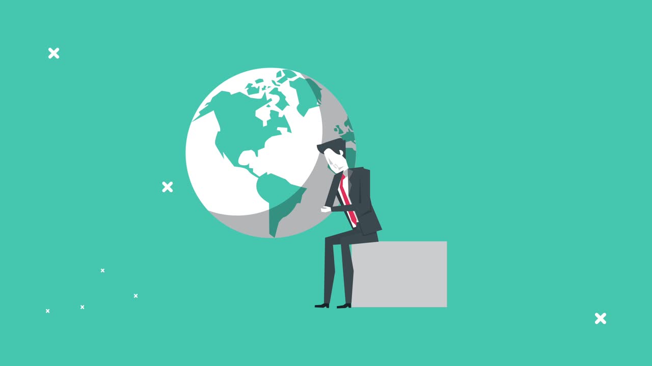 세계 행성 지구를 가진 우아한 사업가