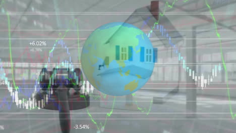 animación del globo y procesamiento de datos sobre la casa.