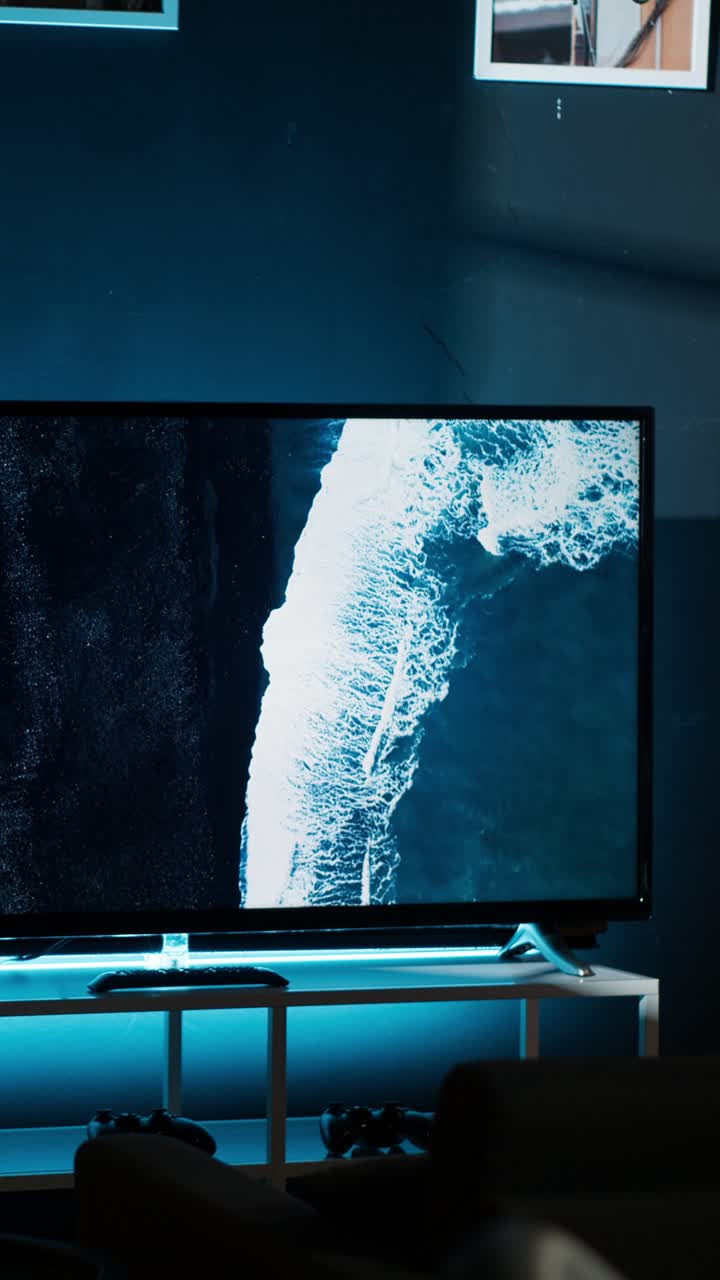 Ocean View on Television Screen
