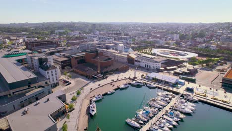 innovative architecture buildings, marina and structures in the end of a fjord in the city of sandnes, norway