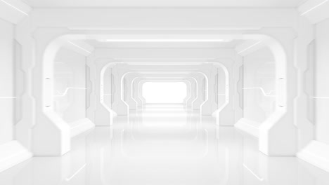 white empty tunnel, futuristic room, 3d rendering.