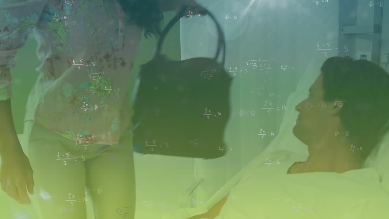 병원에서 남편과 이야기하는 아프리카계 미국인 여성