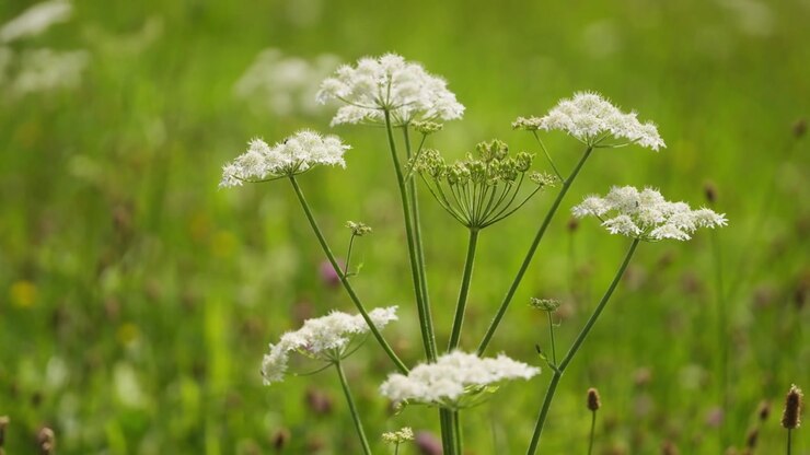 Vivaci fiori alpini sbocciano nei prati verdi tra le montagne della Svizzera