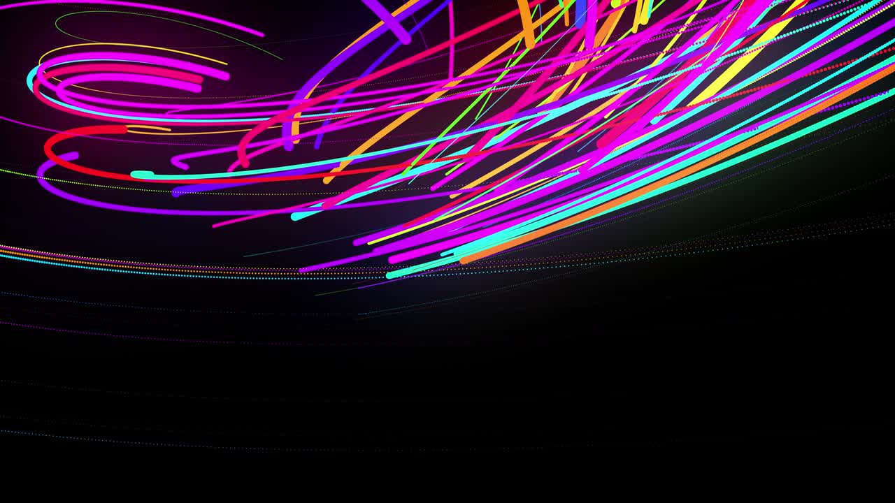 estilo creativo fondo abstracto en 4k. líneas de color girando en espiral volar a lo largo de la ruta giratoria. diseño de movimiento bg de partículas que dan forma a líneas, hélice y estructuras abstractas. render 3d