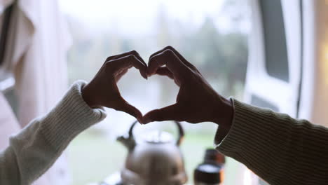 heart hands, love and couple in nature