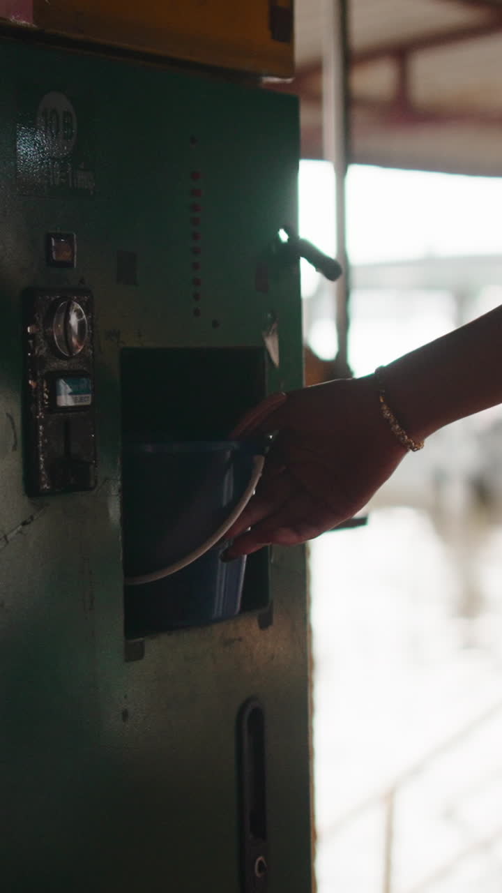 Automated Filling Process with Machine and Bucket