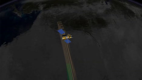 una animación de la nasa de un satélite que estudia los aerosoles en la atmósfera terrestre
