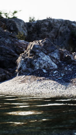 rocky shore with clear water