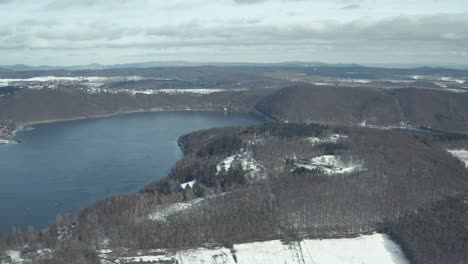 drone aerial views of the keller national park in winter