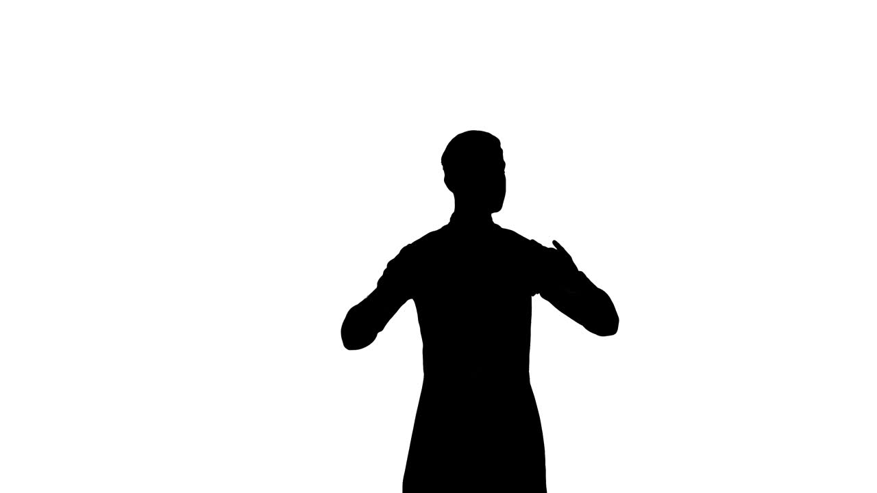 심포니 오케스트라의 검은 실루 - 지휘자는 색 바탕에 지이의 움직임으로 음악가들을 지휘하고 있으며, 가시적인 몸짓으로 음악 공연을 지휘하고, 지휘하고 있다.