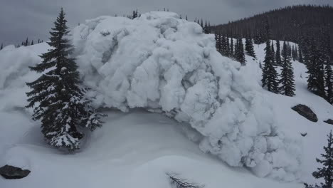 winter mountain landscape with frozen snowdrift