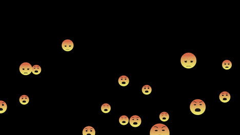 Wütendes-Emoticon-Emoji-Symbol,-Fliegende-Schleife,-Bewegungsgrafikvideo,-Transparenter-Hintergrund-Mit-Alphakanal
