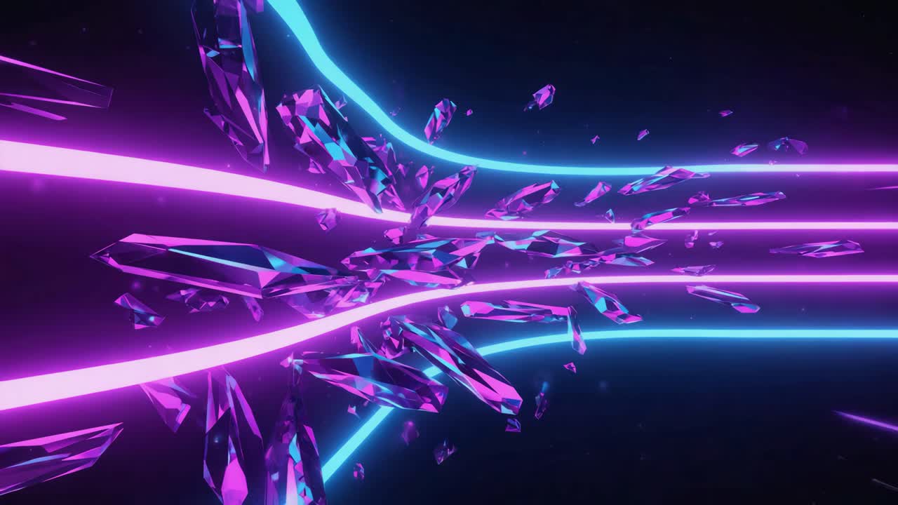 Abstract Neon Crystalscape