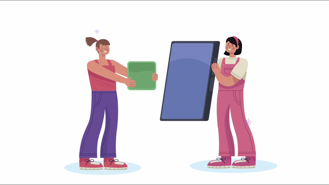 business women with smartphone animation