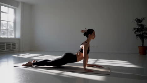 yoga exercises in a studio