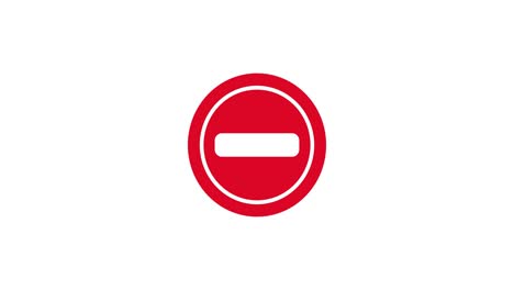 stop symbol animation. restriction circle in red. no way video in 4k. warning bouncing icon. editable background.