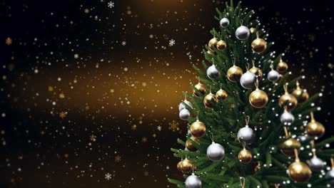 christmas tree with shiny lights and golden background loop