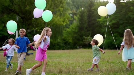 funny games together with children. children kid together playing in the park