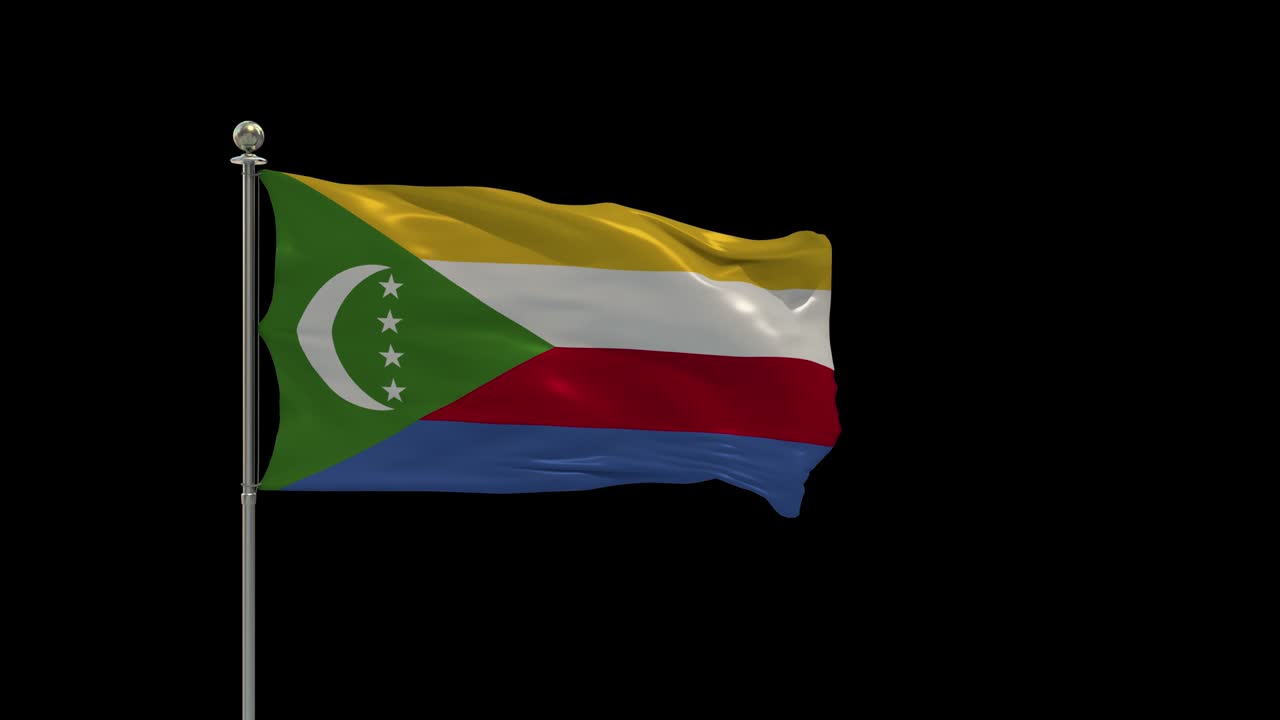 Comoros Various Of Flags Waving National Flag On Pole, Table Flag