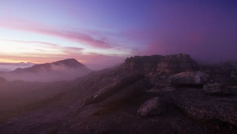 landscape at sunrise over some rocky mountains