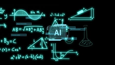 Animation-Von-KI-Text-über-Mathematischen-Gleichungen-Und-Zahlen