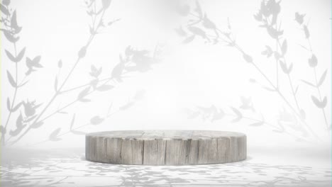 serene white forest silhouette with wooden platform