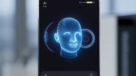 ai facial recognition and biometrics on smartphone display