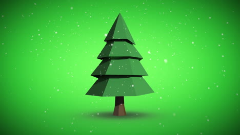 Snow-falling-on-revolving-fir-tree