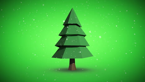 snow falling on revolving fir tree